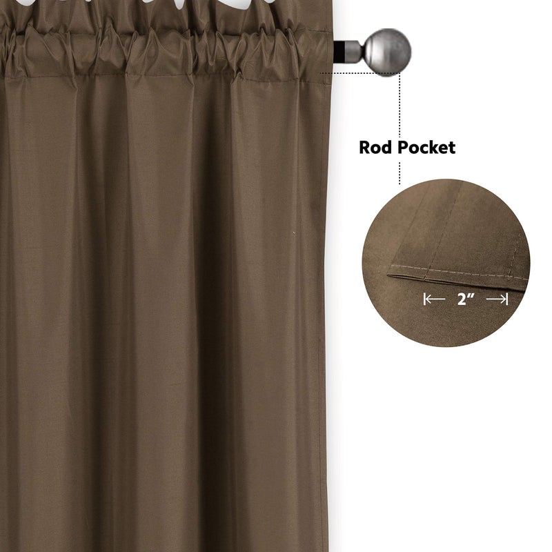 Home Collection 2 Panels 100% Blackout Curtain Set Solid Color with Rod Pocket Short Tier Drapes for Kitchen, Dinning Room, Bathroom, Bedroom,Living Room Window New (58” Wide X 23” Long, Choclate) - Image 3